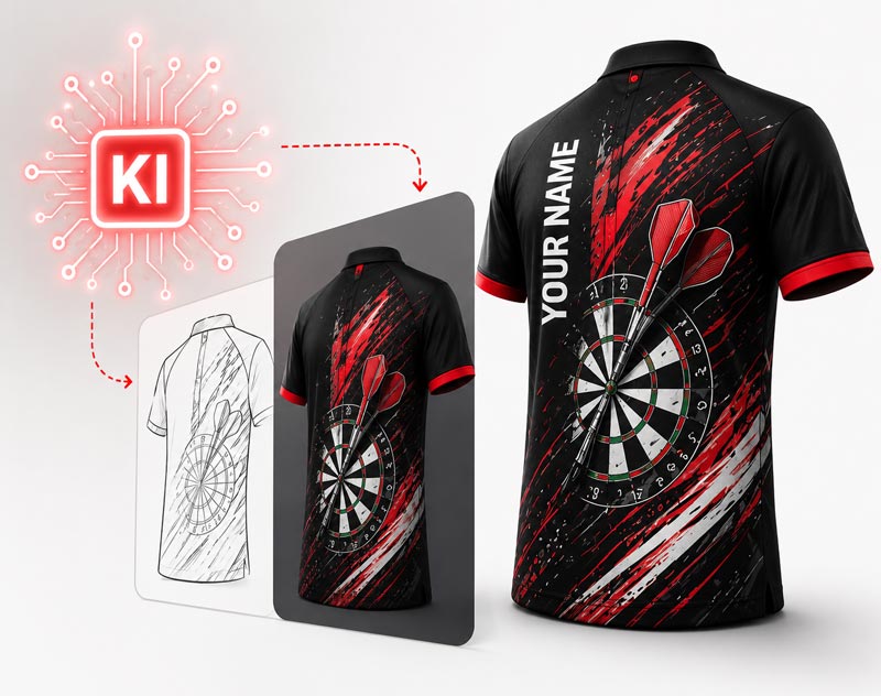 Dartshirt mit KI erstellen - Anbieter zur Umsetzung des Designs